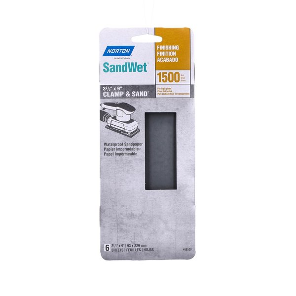 Norton Abrasives SandWet 9 in. L X 3 in. W 1500 Grit Silicon Carbide Sanding Sheet 6 pk, 6PK 07660768529
